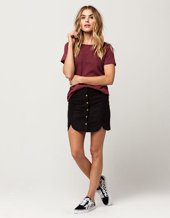 IVY + MAIN Suede Scallop Skirt
