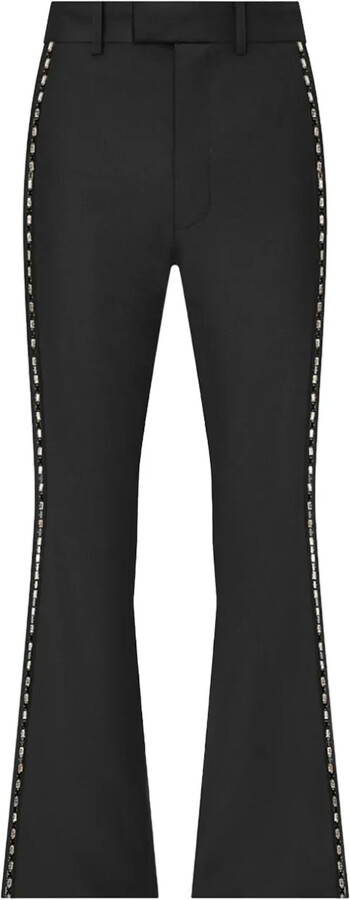 Amiri Crystal-Trim Creased Flared Trousers