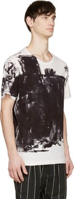 Yohji Yamamoto White & Black Ink Roller Print T-Shirt
