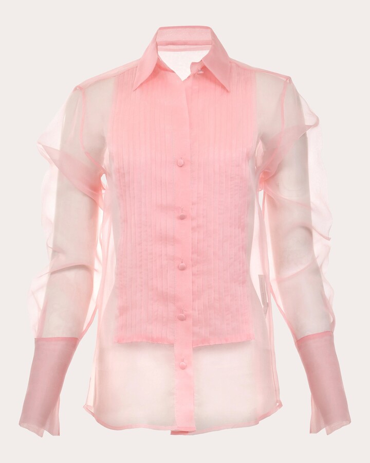 sheer tuxedo blouse