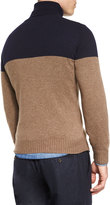 Thumbnail for your product : Brunello Cucinelli Colorblock Cashmere Turtleneck Knit Sweater, Navy