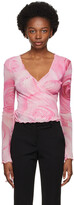 Thumbnail for your product : Blumarine Pink Cache-Coeur Tulle Blouse