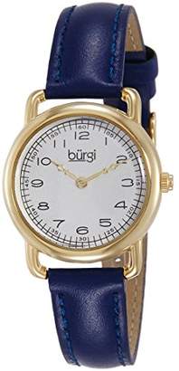 Burgi Women's BUR121BU Classic Two-hand Yellow Gold & Blue Leather Strap Watch
