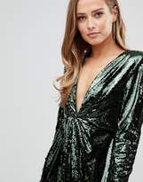 Thumbnail for your product : ASOS EDITION plunge asymmetric maxi dress in sequin