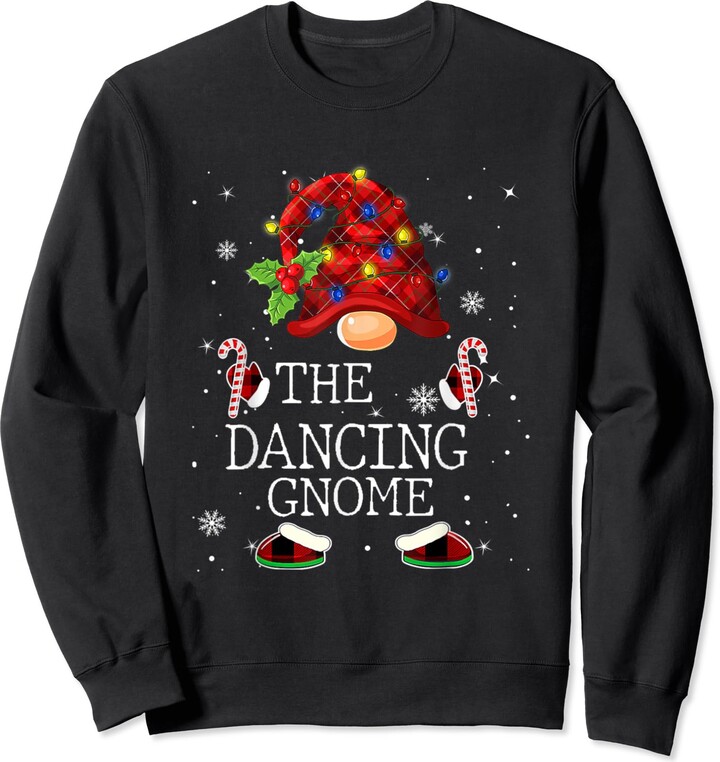 Funny Dancing Gnome Christmas Gifts Dancing Gnome Buffalo Plaid Christmas  Tree Lights Holiday Sweatshirt - ShopStyle