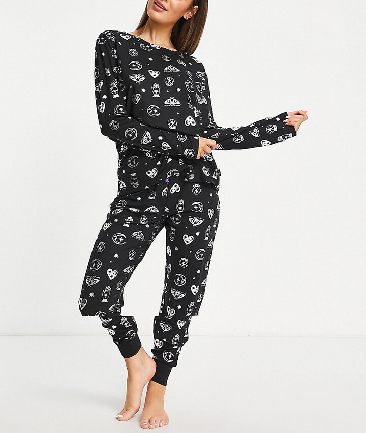 The Wellness Project x Chelsea Peers mystic foil long pyjamas in black -  ShopStyle