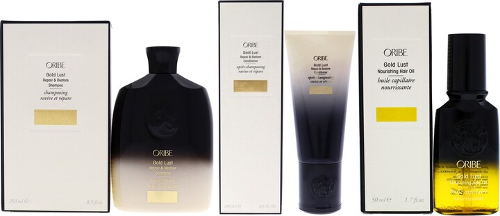 Oribe Gold Lust Kit by for Unisex - 3 Pc Kit 8.5oz Repair and Restore Shampoo, 6.8oz Repair and Restore Conditioner, 1.7oz Nourishing Hair Oil