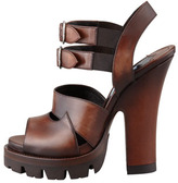 Thumbnail for your product : Prada High-Heel Double-Buckle Lug-Platform Sandal, Teak
