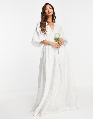 ASOS DESIGN ASOS EDITION Winnie pleat waist wedding dress in textured floral