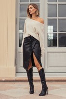 Thumbnail for your product : Tina Maria X NA-KD Overlapped Faux Leather Midi Skirt