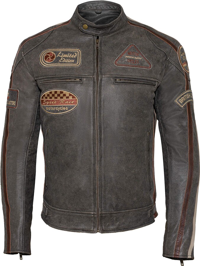 Gallanto Classic Mens British Motorcycle Racing Leather Jacket With ...