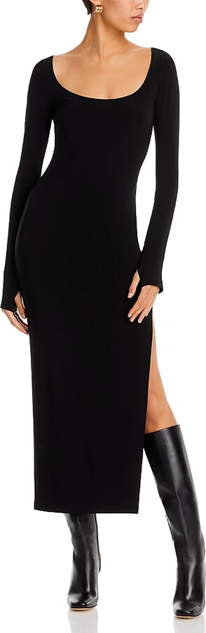 Norma Kamali Long Sleeve Side Slit Gown