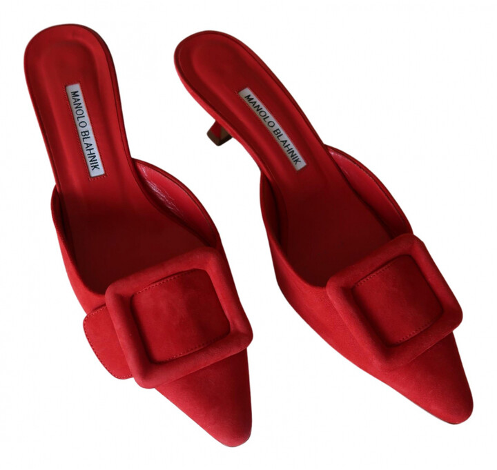 Manolo Blahnik red Suede Sandals