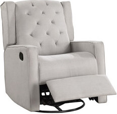 Red Barrel Studio Contemporary Dark Gray Color Polyfiber Swivel Recliner Chair 1Pc Manual Motion Wing Back Tufted Cushion Living Room Furniture Glider Chair