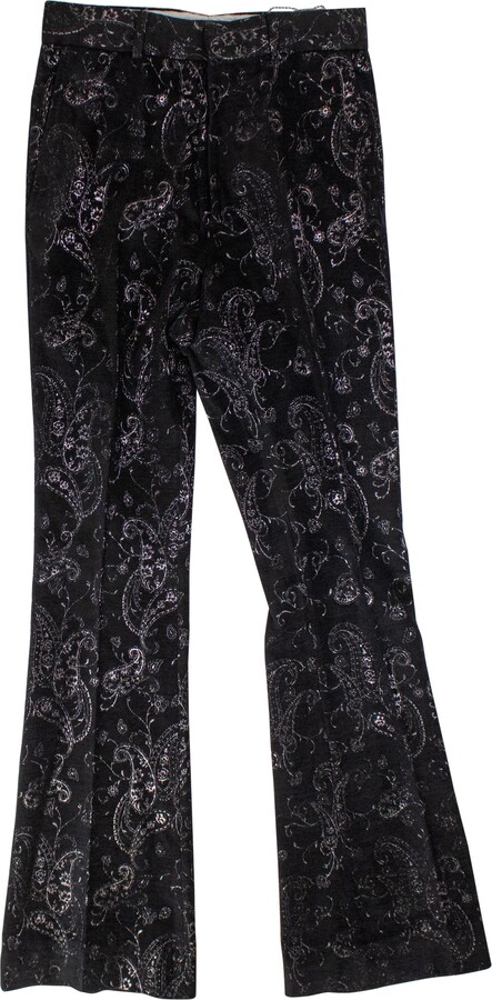 Paisley Velvet Glitter Flare - Black