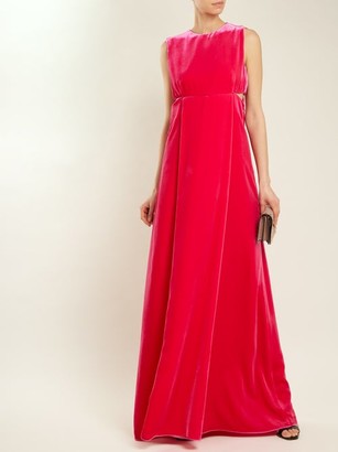 Valentino Cut-out Sleeveless Velvet Gown - Pink