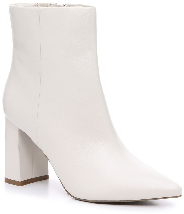 white pointed toe ankle boots