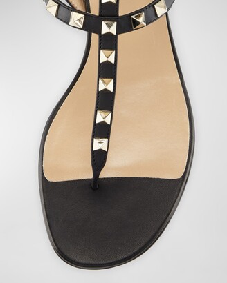 Valentino Garavani Rockstud Flat Thong Sandals, Black