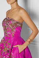Thumbnail for your product : Oscar de la Renta Embroidered silk-faille dress