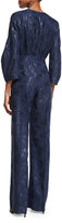 Thumbnail for your product : Lela Rose Straight-Leg Shimmery Jumpsuit, Navy