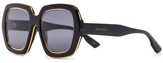 Gucci Eyewear Metallic-Trim Square-Frame Sunglasses
