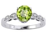 Thumbnail for your product : Tommaso design Studio Tommaso Design Round 7mm Genuine Peridot and Diamond Solitaire Engagement Ring 14k Size 9