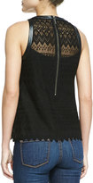 Thumbnail for your product : Nanette Lepore Take A Trip Leather-Trim Eyelet Tank Top