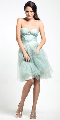 Mignon Semi sequined bodice short prom dresses
