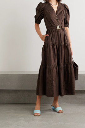 Nicholas Cecile Tiered Cotton-poplin Maxi Dress - Chocolate