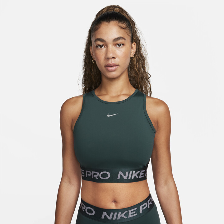 Nike Women's Pro Dri-FIT Cropped Tank Top in Green - ShopStyle