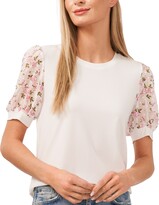 Thumbnail for your product : CeCe Women's Mixed Media Puff Sleeve Bouquet Knit Top