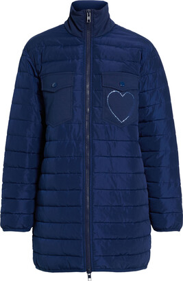 Love Moschino Crystal-embellished quilted shell coat