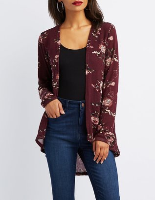 Charlotte Russe Floral Open-Front Cardigan