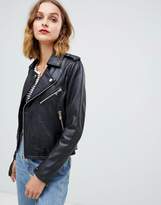 Barney S Originals Leather Biker Jacket With Shoulder Quilting Detail Shop Clothing Shoes Online