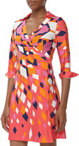 Thumbnail for your product : Julie Brown Milo Diamond Print Jersey Wrap Dress, Red Orange Burst