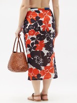 Thumbnail for your product : CALA DE LA CRUZ Heather Peony-print Cotton-voile Sarong - Orange Print