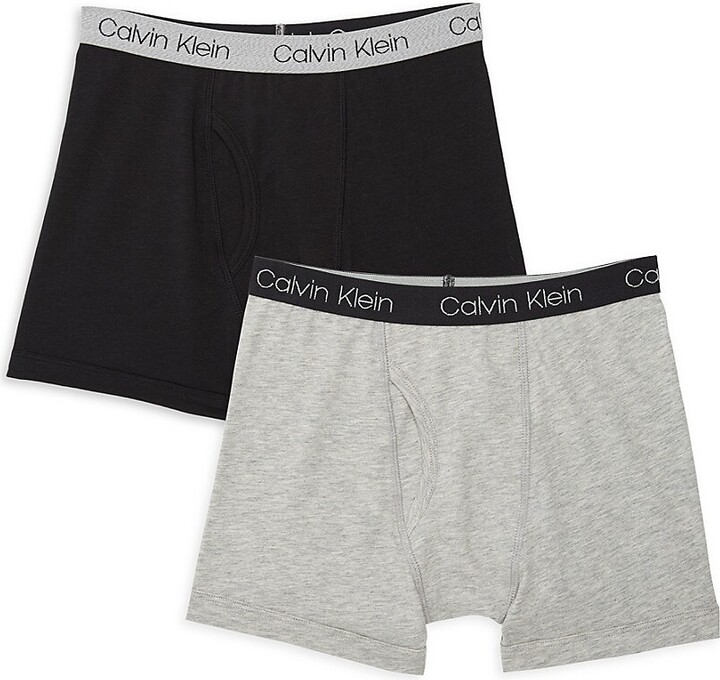 Calvin Klein Boy's 2-Piece Logo Stretch-Cotton Boxer Briefs - ShopStyle
