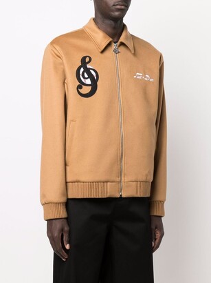 Just Don Embroidered-Logo Zip-Up Jacket