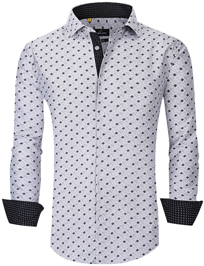 YIhujiuben Mens Slim Fit Cotton Business Casual Shirt Solid Button Down Dress Shirts 
