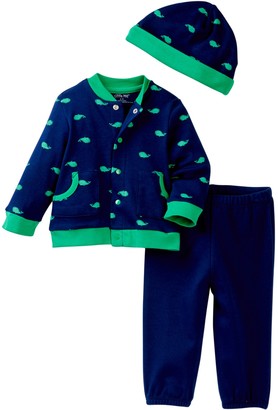Little Me Whale Icon Cardigan Set & Hat (Baby Boys)