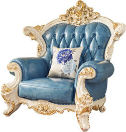 Romero French High-grade Solid Wood Cowhide Sofa Chair 57.09'' Wide Tufted Armchair