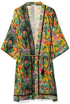 Matthew Williamson - Mediterranean Medley Lattice-trimmed Printed Silk-chiffon Kimono - Green