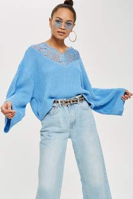 Topshop Lace Detail Cropped Jumper