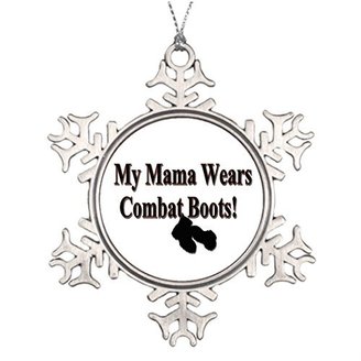 BBCUE Metal Ornaments Custom Christmas Snowflake Ornaments My Mama Wears Combat Boots Tree Centerpiece