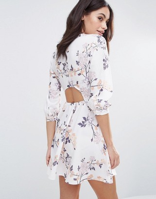 Oh My Love Floral Tie Front Skater Dress
