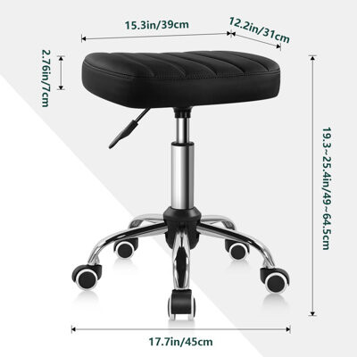 Inbox Zero Square PU Leather Stool, Height Adjustable 360 Swivel Stool With Wheels, 300LB Capacity For Salon SPA Bar