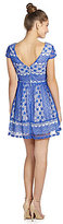 Thumbnail for your product : B. Darlin Cap Sleeve Mixed Lace Skater Dress