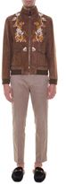 Thumbnail for your product : Gucci Suede Bomber Jacket With Embroideries