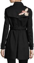 Thumbnail for your product : RED Valentino Double-Breasted Trench Coat w/ Embroidered Hummingbirds, Nero