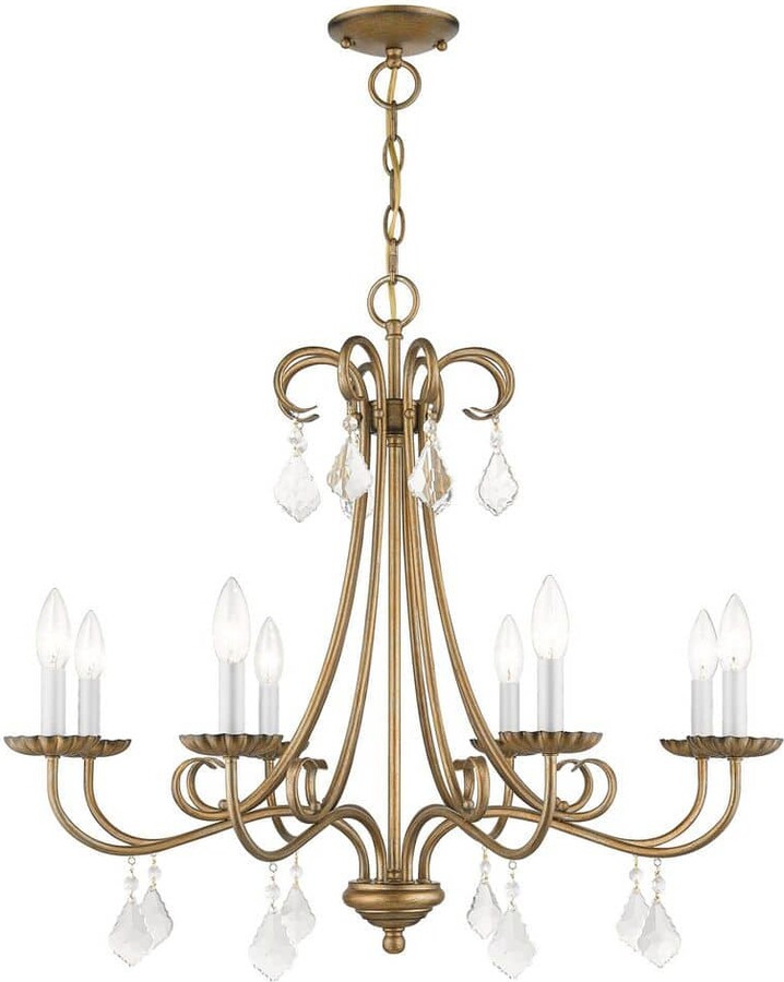 AVIANCE LIGHTING SHIRLINGTON 8 Light Gold Crystal Round Chandelier for Living Room with No Bulbs Included